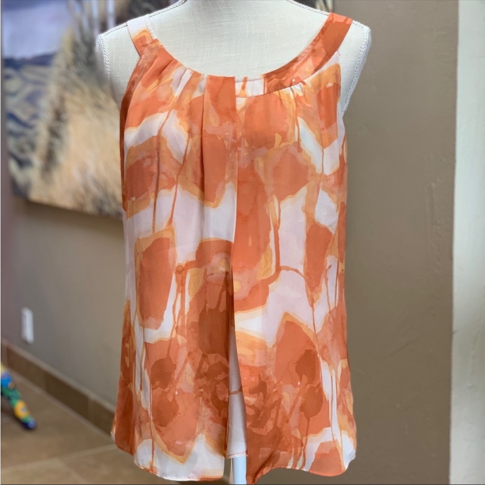 2 tops red bandana handkerchief top SZ LG and a SZ SM coral floral top zip back - Picture 8 of 13